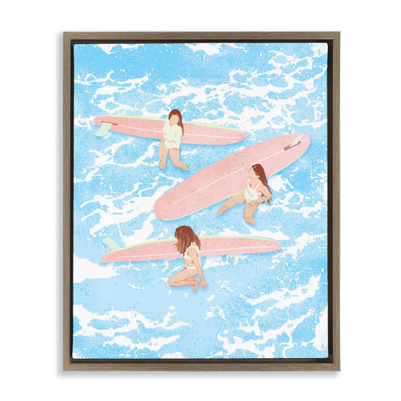 Stupell Industries Surfing Girls Trio Floating Frame, design by Ziwei Li